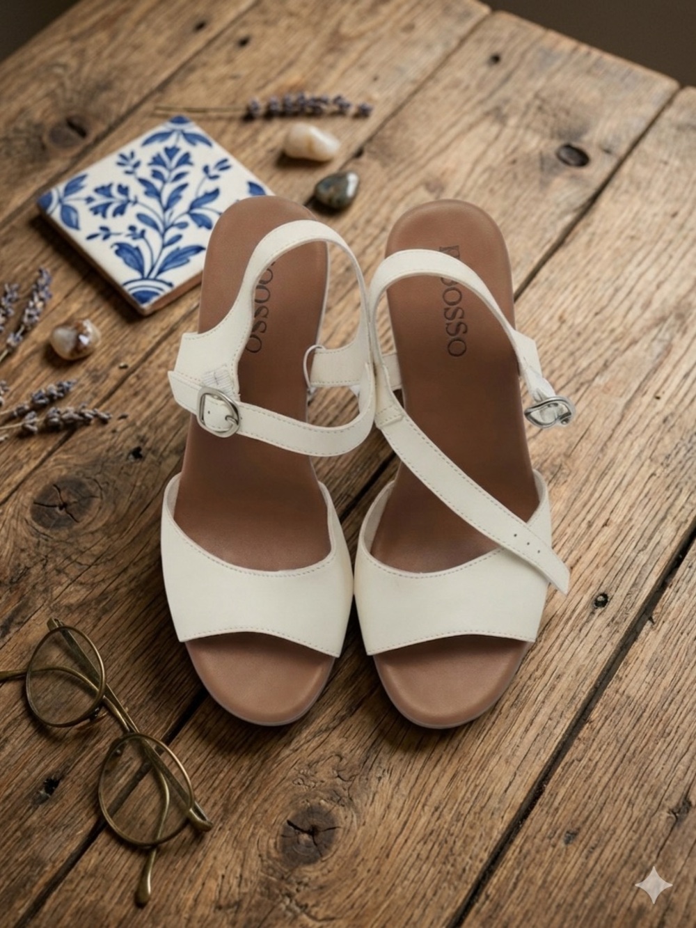 White Leather Slingback Sandals
